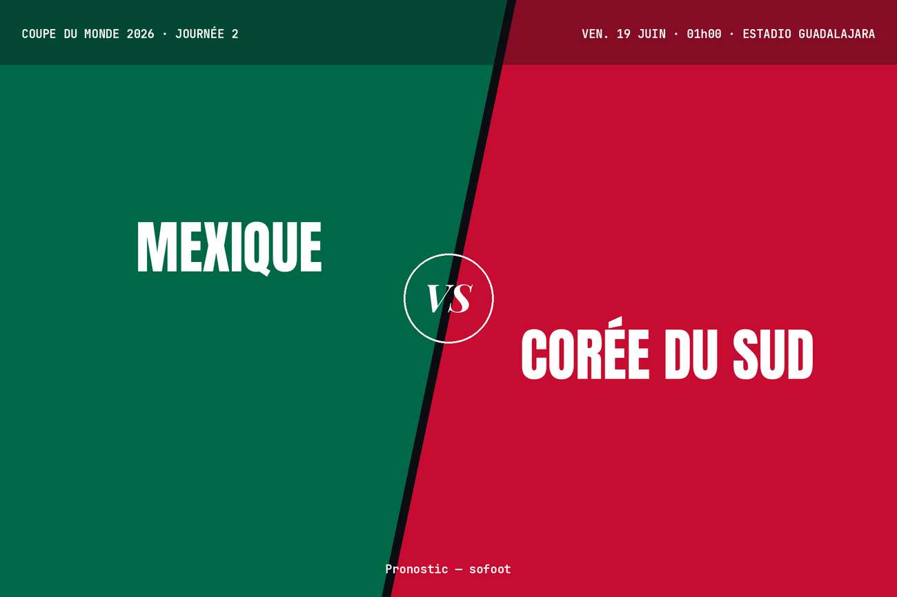 Pronostic Mexique Corée du Sud : analyse, cotes et prono Coupe du monde