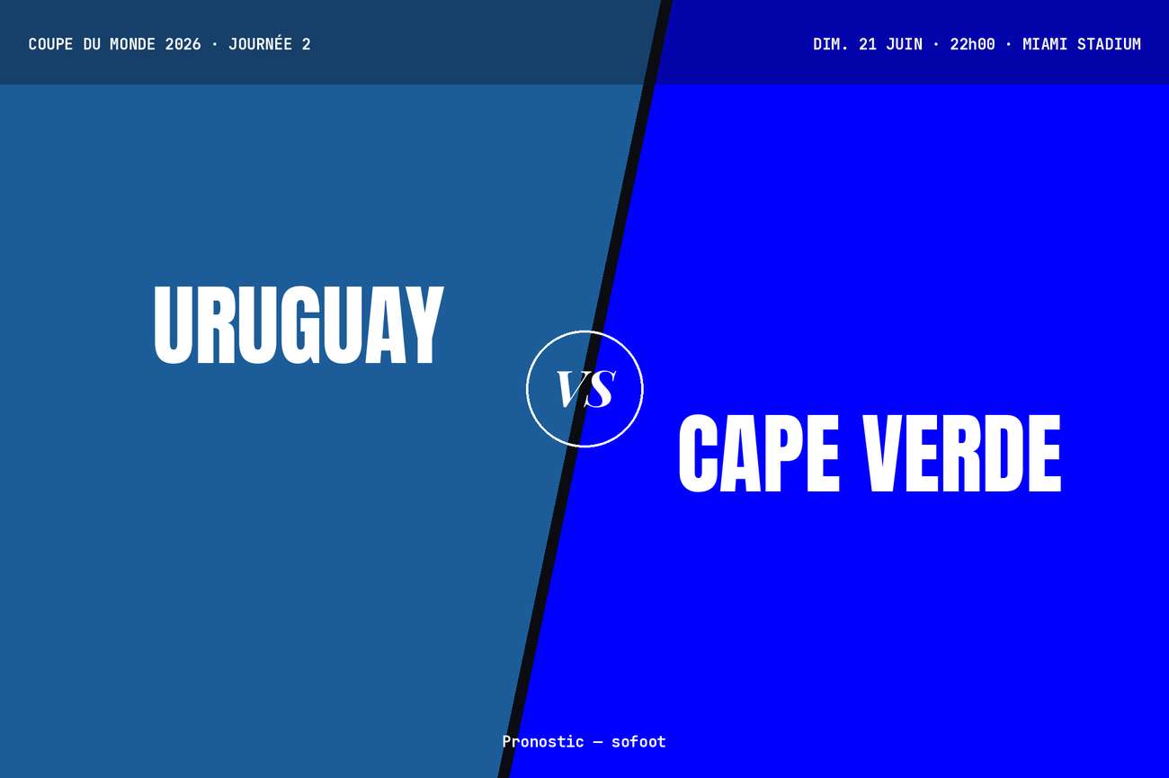 Pronostic Uruguay Cap-Vert : analyse, cotes et prono Coupe du monde 2026