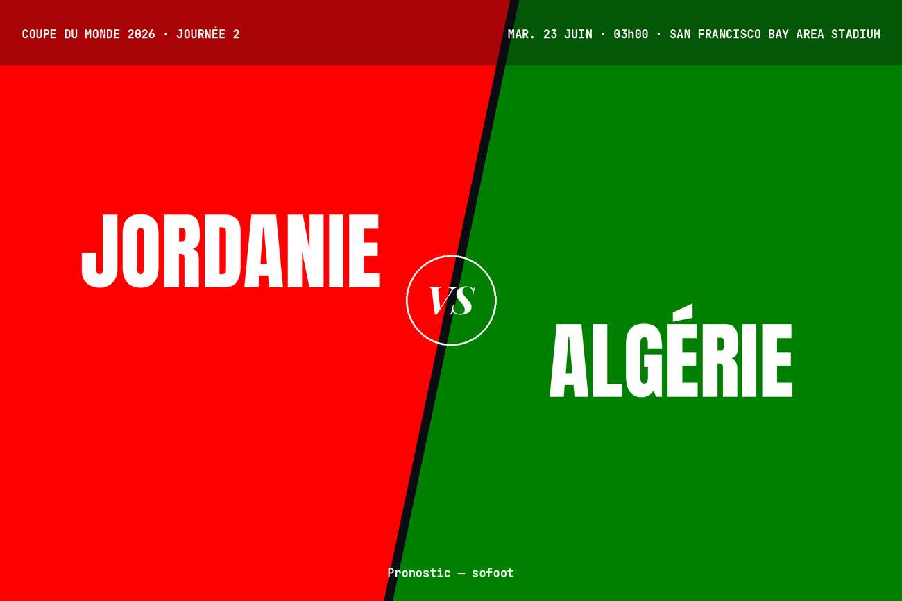 Pronostic Jordanie Algérie : analyse, cotes et prono Coupe du monde 2026