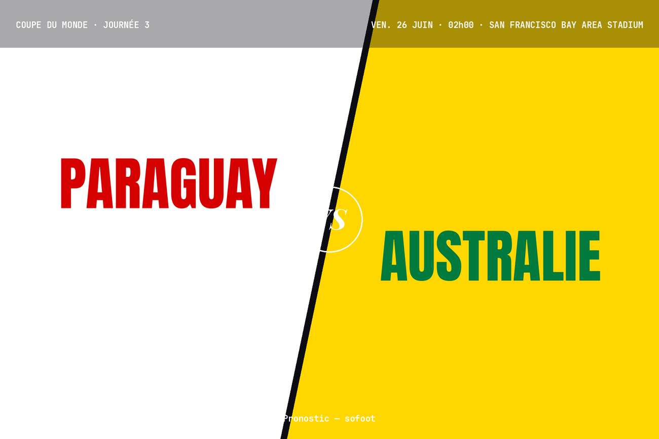 Pronostic Paraguay Australie : analyse, cotes et prono Coupe du Monde 2026