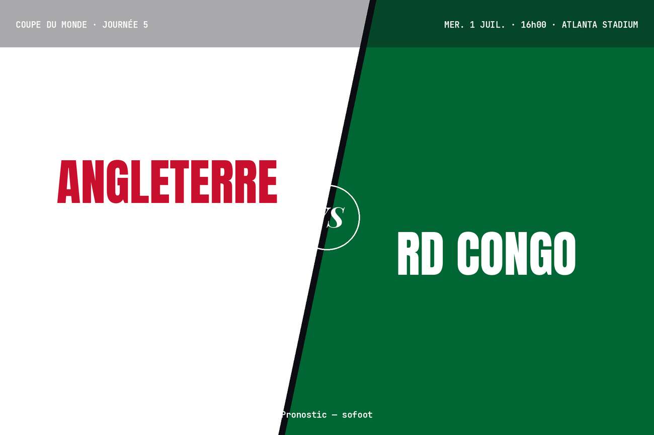 Pronostic Angleterre RD Congo : analyse, cotes et prono Coupe du monde