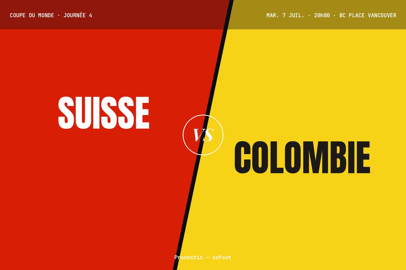 Pronostic Suisse Colombie : analyse, cotes et prono Coupe du monde