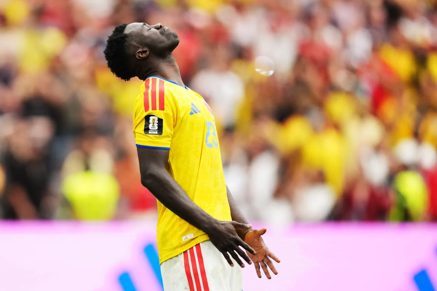 July 7, 2026, Vancouver, Bc, CANADA: Colombia's Davinson Sanchez (23) reacts after missing during the penalty kick shootout of a World Cup Round of 16 soccer match against Switzerland, in Vancouver, on Tuesday, July 7, 2026. (Credit Image: © Ethan Cairns/The Canadian Press via ZUMA Press) - Photo by Icon Sport