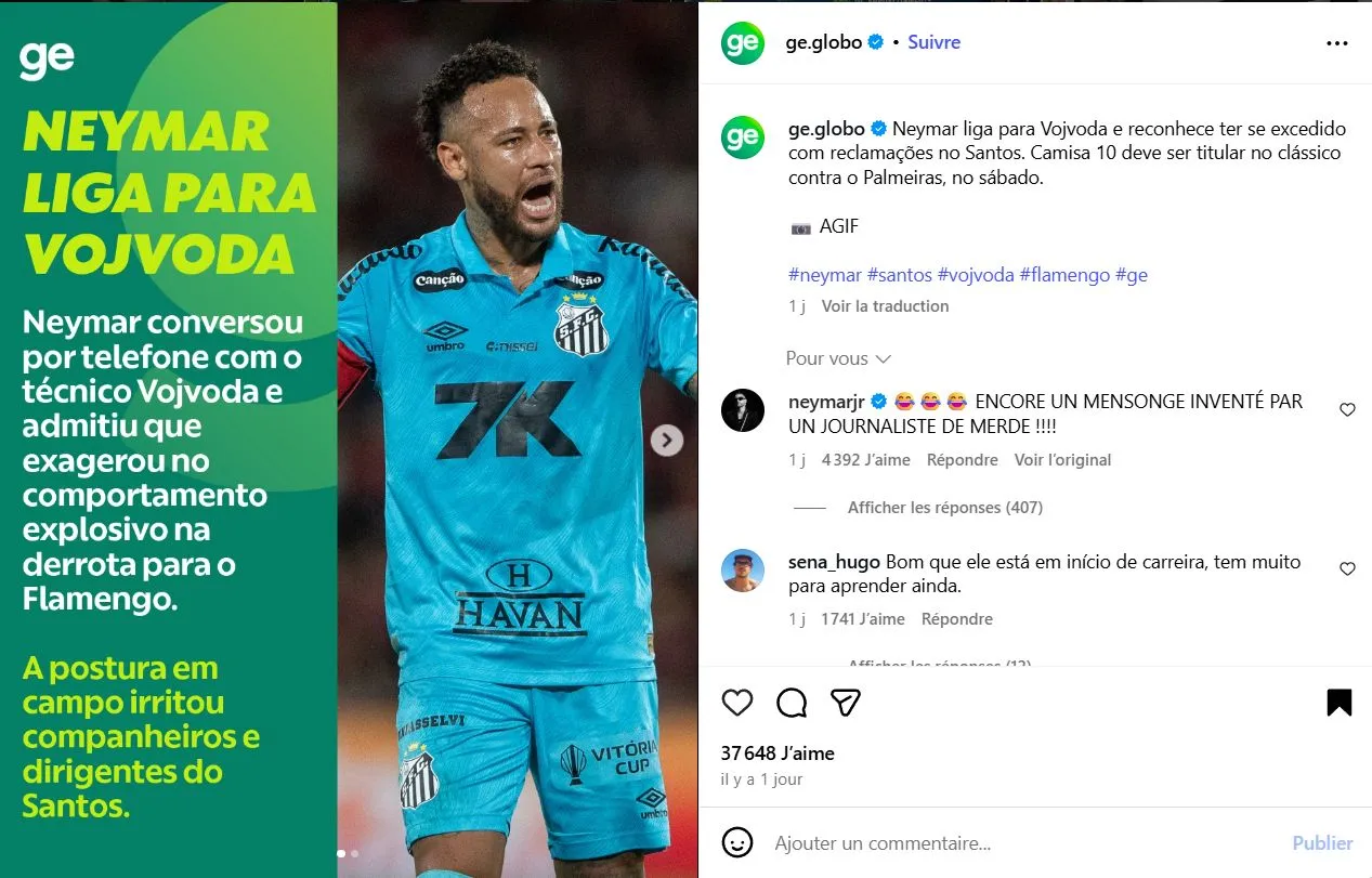Crédits : Instagram, Globo Esporte