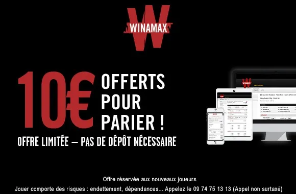 Exclu : 10€ offerts sans dépôt pour parier chez Winamax !