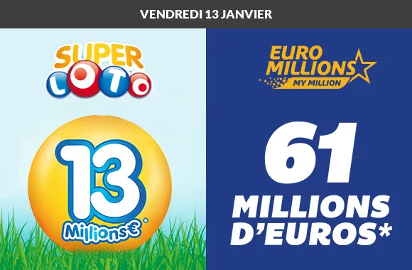 Vendredi 13 : 13M d&rsquo;€ à Super Loto et 61M à EuroMillions !