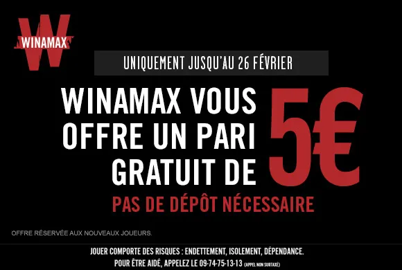 5€ offerts sans dépôt : 100€ à aller chercher chez Winamax