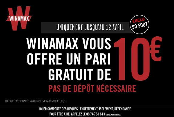 EXCLU : 10€ offerts sans dépôt chez Winamax