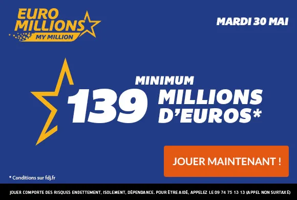 139 Millions d&rsquo;€ à gagner ce mardi à l&rsquo;Euro Millions !