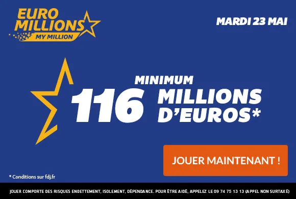 116 Millions d&rsquo;€ à gagner ce mardi à l&rsquo;Euro Millions !