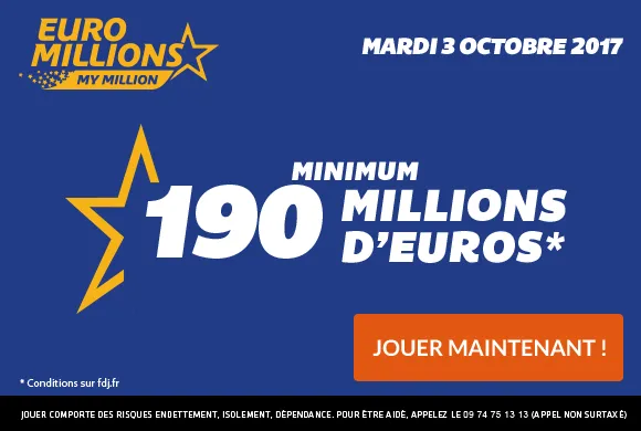 190 Millions d’€ à gagner ce mardi à l’Euro Millions !!!