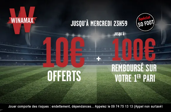 EXCLU : Un pari gratuit de 10€ + 100€ de CASH offerts chez Winamax
