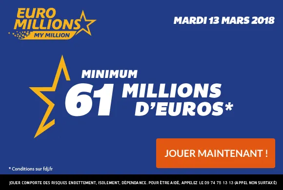 Euro Millions : 61 Millions d&rsquo;€ + 1 Millionnaire garanti