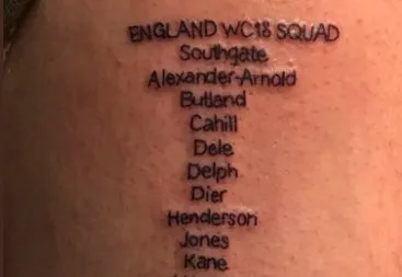 Un fan anglais s&rsquo;est fait tatouer la liste des 23 des Three Lions