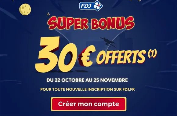 Bonus FDJ – Nouveau : 30€ OFFERTS pour toute inscription !