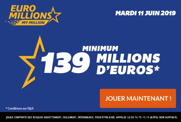 Euro Millions : 139 millions d&rsquo;€ à gagner + 1 millionnaire garanti ce mardi
