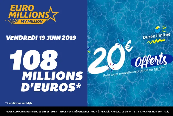 EuroMillions : 108 millions d&rsquo;€ à gagner + 20€ de bonus offerts ce vendredi