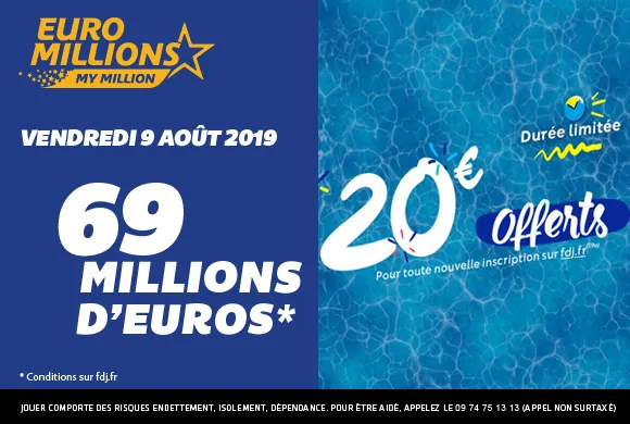 EuroMillions : 69 millions d&rsquo;€ à gagner + 20€ de bonus offerts ce vendredi