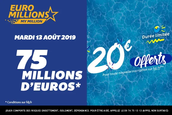 EuroMillions : 75 millions d&rsquo;€ à gagner + 20€ de bonus offerts ce mardi