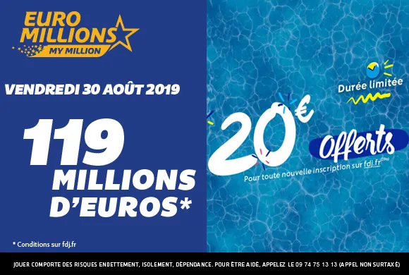 EuroMillions : 119 millions d&rsquo;€ à gagner + 20€ de bonus offerts ce mardi