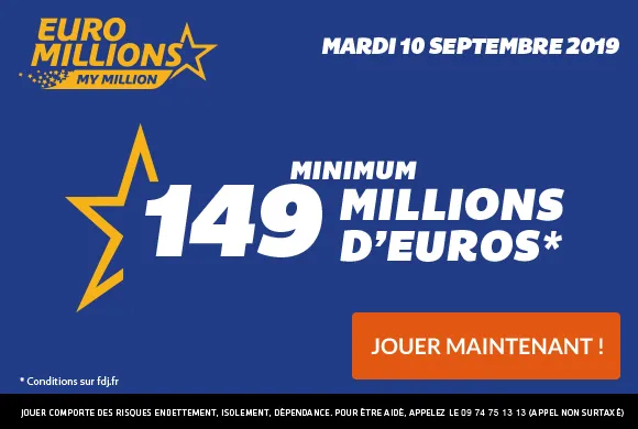 EuroMillions : 149 millions d&rsquo;€ à gagner + 1 millionnaire garanti ce mardi
