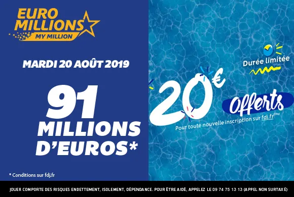 EuroMillions : 91 millions d&rsquo;€ à gagner + 20€ de bonus offerts ce mardi