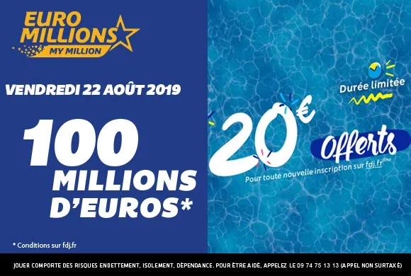 EuroMillions : 100 millions d&rsquo;€ à gagner + 20€ de bonus offerts ce vendredi