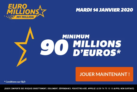 EuroMillions : 90 millions d&rsquo;€ à gagner + 1 millionnaire garanti ce mardi