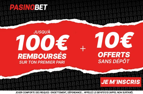 Pariez sans pression : 10€ offerts sans dépôt + 100€ remboursés chez PasinoBet