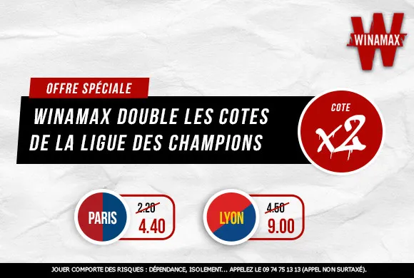 Winamax double les cotes de Dortmund – PSG et des autres 8es de C1 !