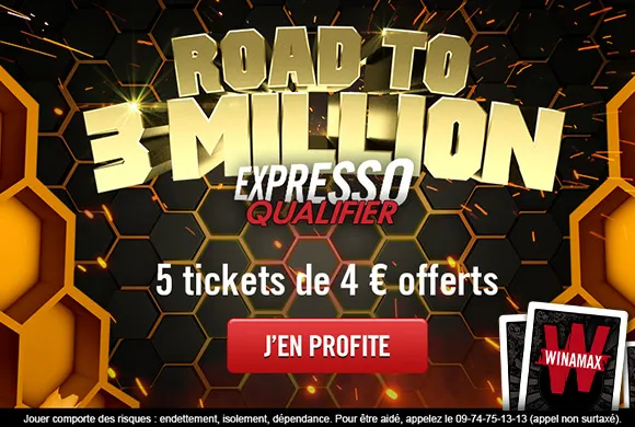 Nouveau Bonus sans dépôt Winamax Poker : 20€ de tickets offerts pour jouer un tournoi à 3 Millions !