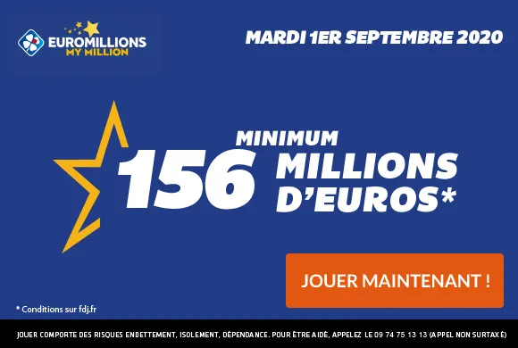 EuroMillions : 156 millions d&rsquo;€ à gagner + 1 millionnaire garanti ce mardi