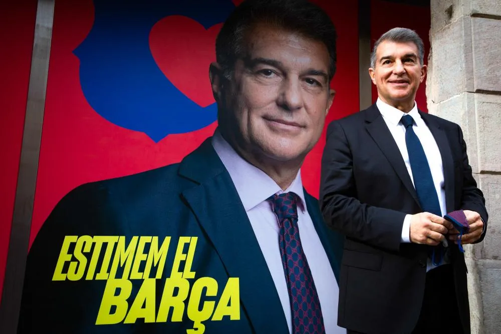 Le buste de Joan Laporta placardé en grand à Madrid