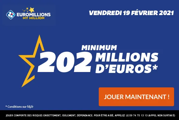 EuroMillions : 202 millions d&rsquo;€ à gagner ce vendredi, cagnotte record !