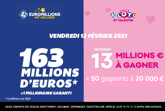 EuroMillions : 163 millions d’€ à gagner + 1 millionnaire garanti ce vendredi