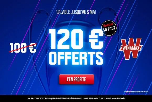 PSG &#8211; Manchester City : 120€ offerts au lieu de 100€ chez Winamax !