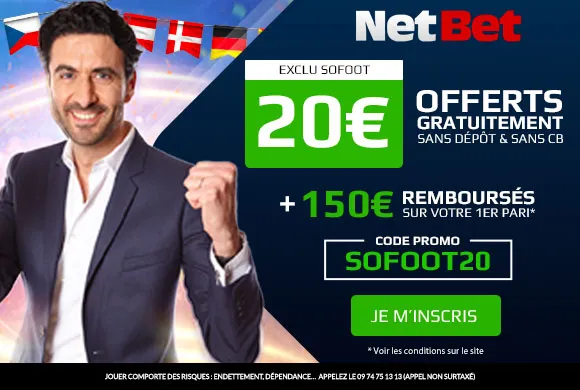 NOUVEAU : 20€ offerts en EXCLU sans SORTIR LA CB pour parier chez NetBet !