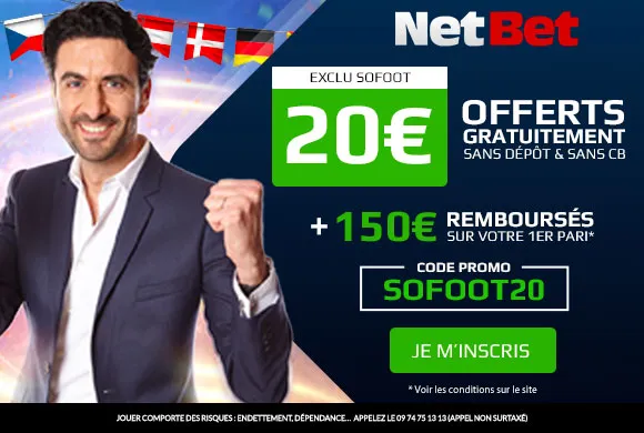 Angleterre – Danemark : 20€ offerts en EXCLU sans SORTIR LA CB pour parier !