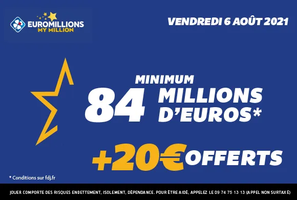EuroMillions : 20€ de bonus offerts + 84 millions d&rsquo;€ à gagner ce vendredi !