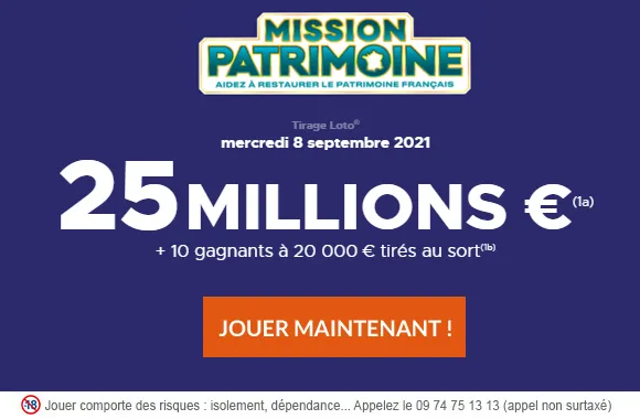 LOTO du mercredi 8 septembre 2021 : 25 millions d’€ à gagner (nouveau record historique) !