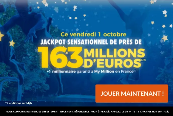 EuroMillions vendredi 1er octobre 2021 : 163 millions d&rsquo;€ à gagner + 1 millionnaire garanti