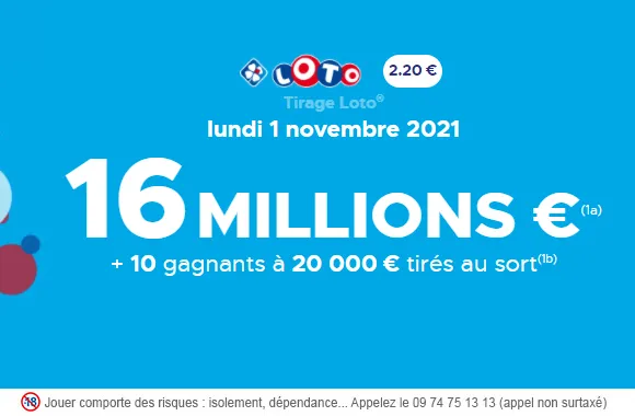 LOTO du lundi 1er novembre 2021 : 16 millions d&rsquo;€ à gagner pour la Toussaint !