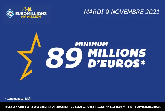 EuroMillions mardi 9 novembre 2021 : 89 millions d&rsquo;€ à gagner !