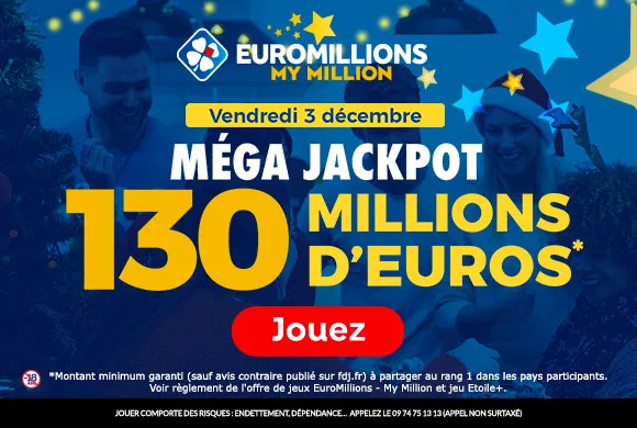 EuroMillions vendredi 3 décembre 2021 : 130 millions d&rsquo;€ à gagner !