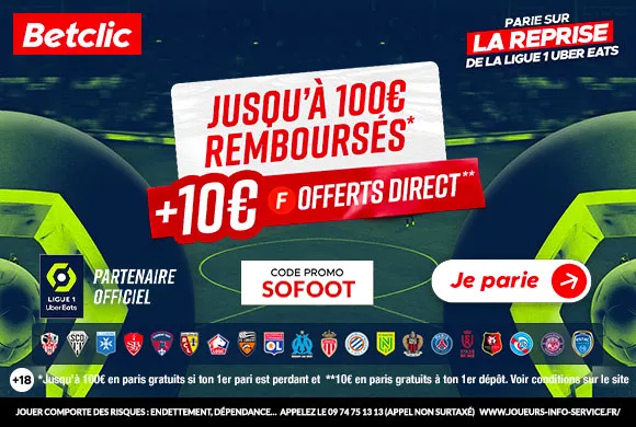 Bonus Betclic : 100€ remboursés dès la fin du match + 10€ offerts DIRECT (durée limitée)