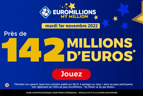 EuroMillions mardi 1er novembre : 142 millions d’€ à gagner + 10 millions d’€ au Loto spécial Halloween du lundi 31 octobre !