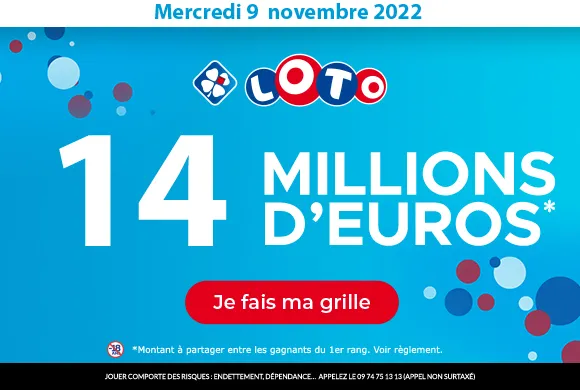 LOTO Mercredi 9 novembre 2022 : 14 millions d&rsquo;€ à gagner