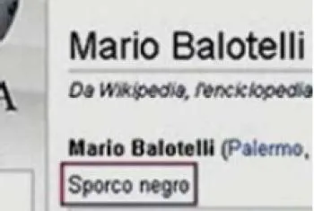 Wikipédia, Balotelli, «<span style="font-size:50%">&nbsp;</span>sale nègre<span style="font-size:50%">&nbsp;</span>»