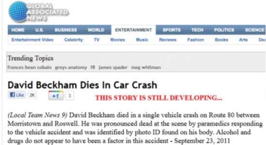 Photo: La fausse mort de Beckham