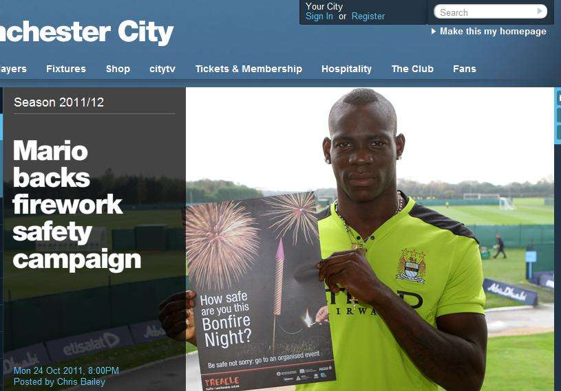 Balotelli œuvre pour la sécurité pyrotechnique